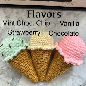 3 Crochet Ice Cream Cone